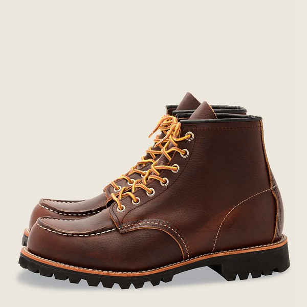 Red Wing Heritage Boots Dark Brown - Red Wing Mens Roughneck - 6-inch Oil-slick Leather - WIKEJ-1530